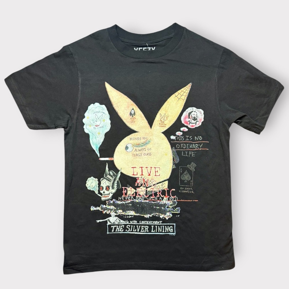 Playboy Graphic T-Shirt Black Cotton Short Sleeve Crewneck Small YEBUM003SS